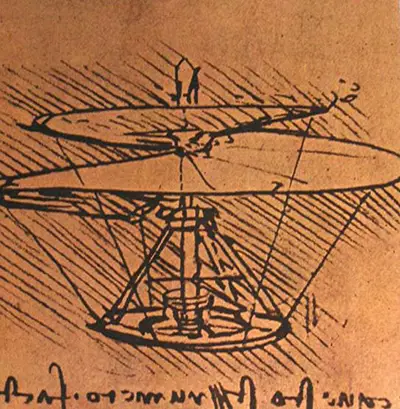 Disegno della vite aerea (elicottero) Leonardo da Vinci